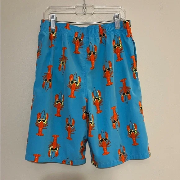 Wonder Nation Boys XL Lobster Swim Trunks Blue Orange Beach Shorts 14-16 - Picture 3 of 6